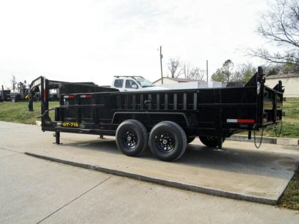 7x16 Gooseneck Telescopic Dump Trailer with 2ft Sides (2) 7K Axles - Image 4