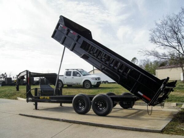 7x16 Gooseneck Telescopic Dump Trailer with 2ft Sides (2) 7K Axles - Image 12