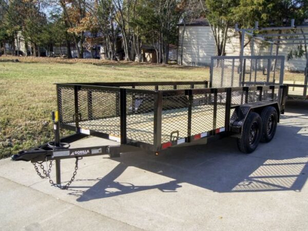 6.4x14 Straight Deck Utility Trailer 2ft Mesh Sides (2) 3500lb Axles