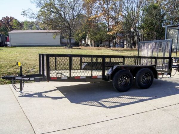 6.4x14 Straight Deck Utility Trailer 2ft Mesh Sides (2) 3500lb Axles - Image 4