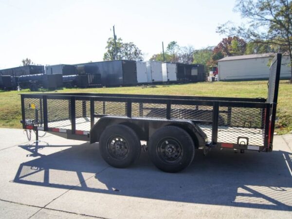 6.4x14 Straight Deck Utility Trailer 2ft Mesh Sides (2) 3500lb Axles - Image 5