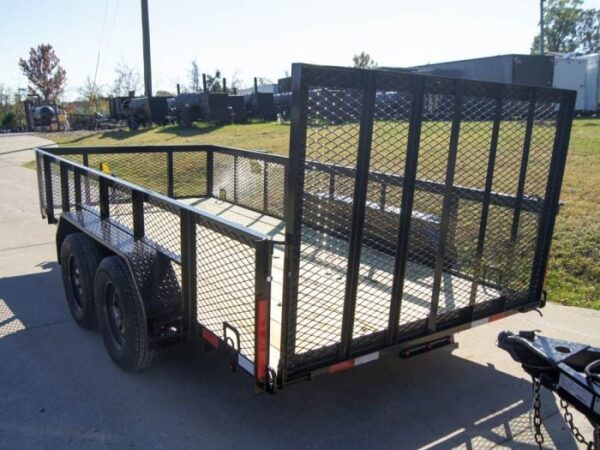 6.4x14 Straight Deck Utility Trailer 2ft Mesh Sides (2) 3500lb Axles - Image 6