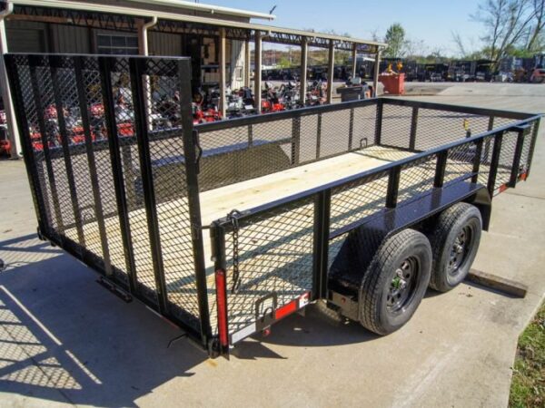 6.4x14 Straight Deck Utility Trailer 2ft Mesh Sides (2) 3500lb Axles - Image 7