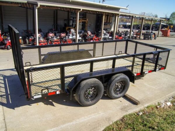 6.4x14 Straight Deck Utility Trailer 2ft Mesh Sides (2) 3500lb Axles - Image 8