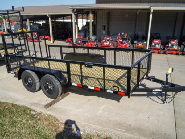 6.4x14 Straight Deck Utility Trailer 2ft Mesh Sides (2) 3500lb Axles - Image 2