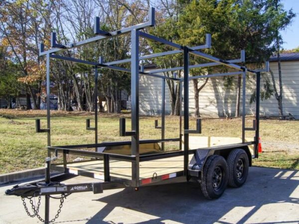 6.4x12 Straight Deck Utility Trailer 6ft Ladder Racks (2) 3500lb Axles - Image 4