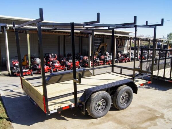 6.4x12 Straight Deck Utility Trailer 6ft Ladder Racks (2) 3500lb Axles - Image 3