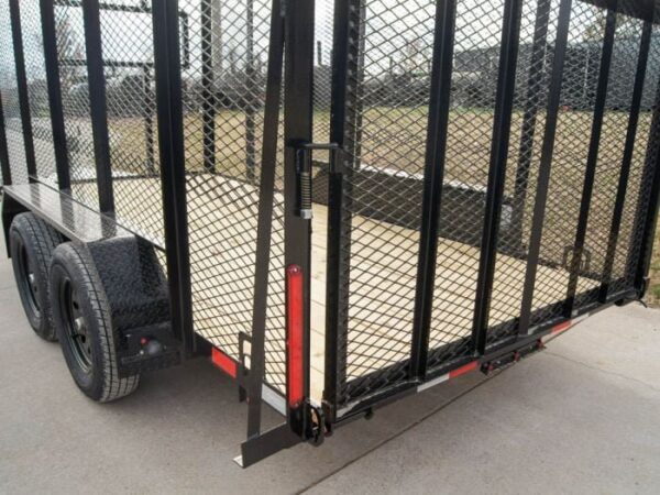 6.4x14 Straight Deck Utility Trailer 6ft Mesh with Side Slide Up Gate - Image 3