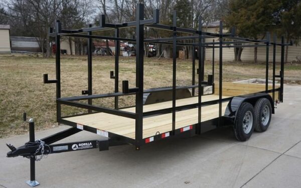 6.4x16 Straight Deck Tandem Utility Trailer 4.5ft Ladder Racks - Image 3